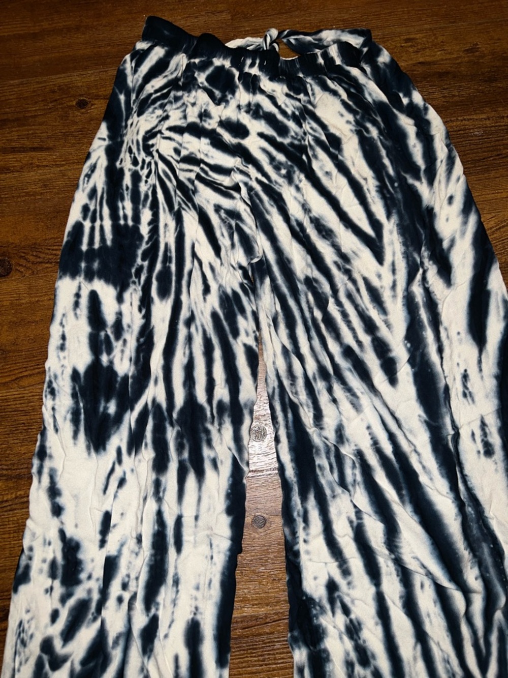Young Fabulous & Broke Navy White Tie Dye Wide Leg Open Side Beach Pants Size M - Picture 7 of 9